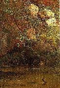 Albert Bierstadt Ferns_and_Rocks_on_an_Embankment painting